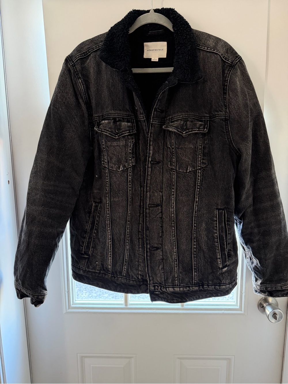 Aeropostale Black Sherpa-Lined Denim Jacket
